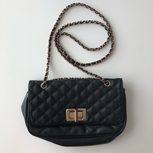 ALDO Black Quilted Leather Shoulder Purse - Picture 2 of 6